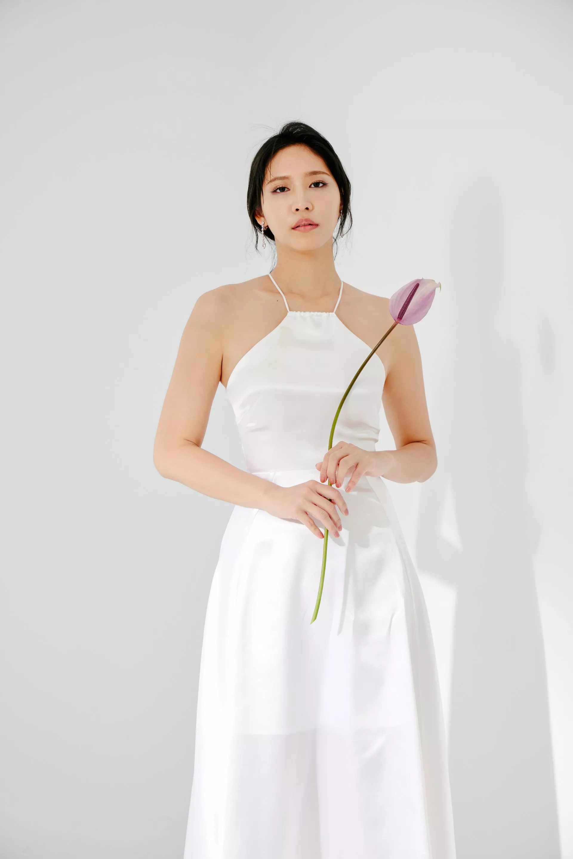 削肩後綁帶前短後長小禮服-1-2024Collection