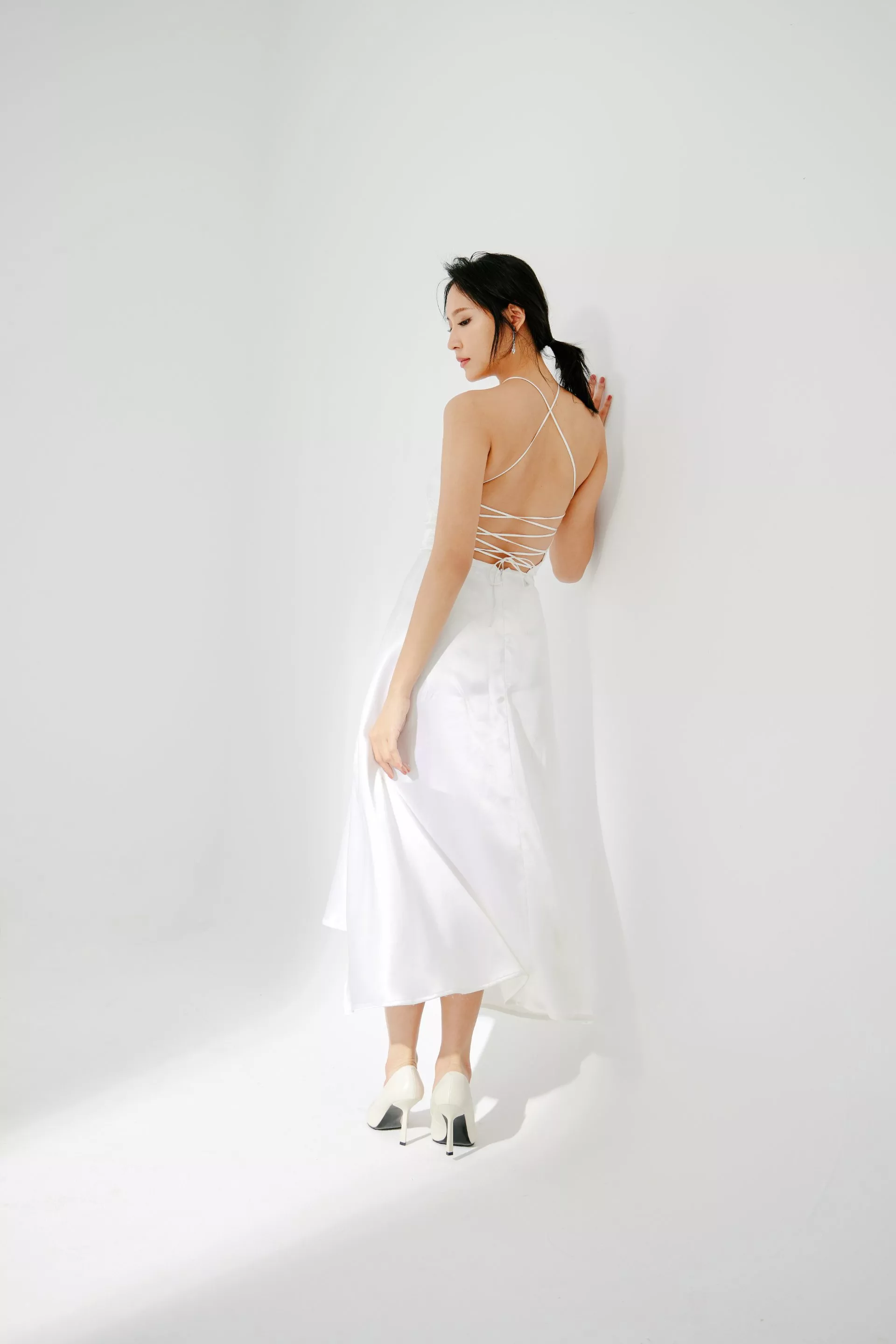 削肩後綁帶前短後長小禮服-4-2024Collection