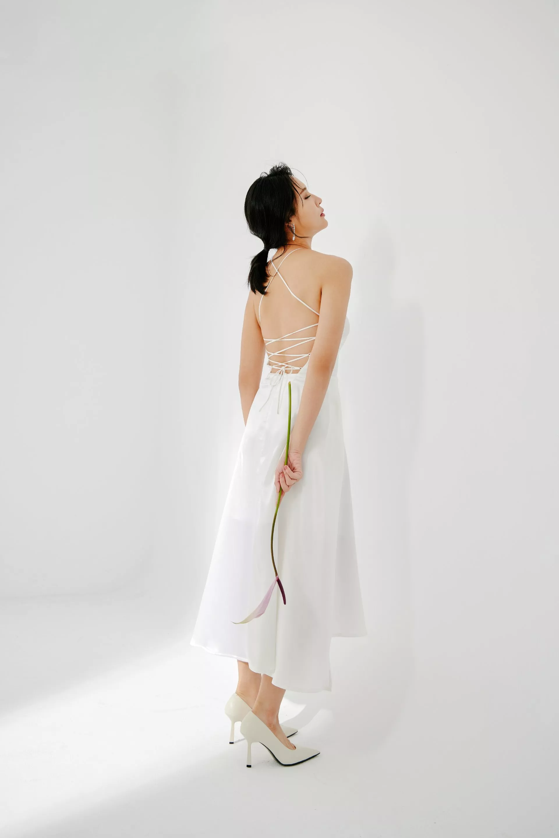 削肩後綁帶前短後長小禮服-3-2024Collection